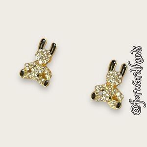 Bundle Sale 3 for $15 | Gold-Tone Bunny Earrings |Rhinestones & Black Enamel
